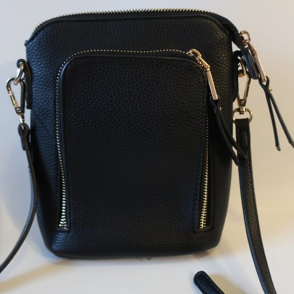 Womens Shag Boutique Black Faux Leather Crossbody * - Picture 1 of 7